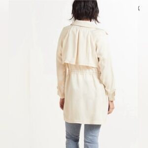 Evereve Lyocell Khaki Longline Double Breasted Trench Cost Size Medium